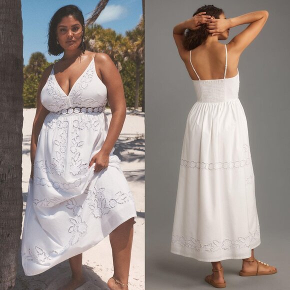 Vineet Bahl Sleeveless V-Neck Floral Cutwork Midi Dress Size Medium NWT $278 - Picture 13 of 14